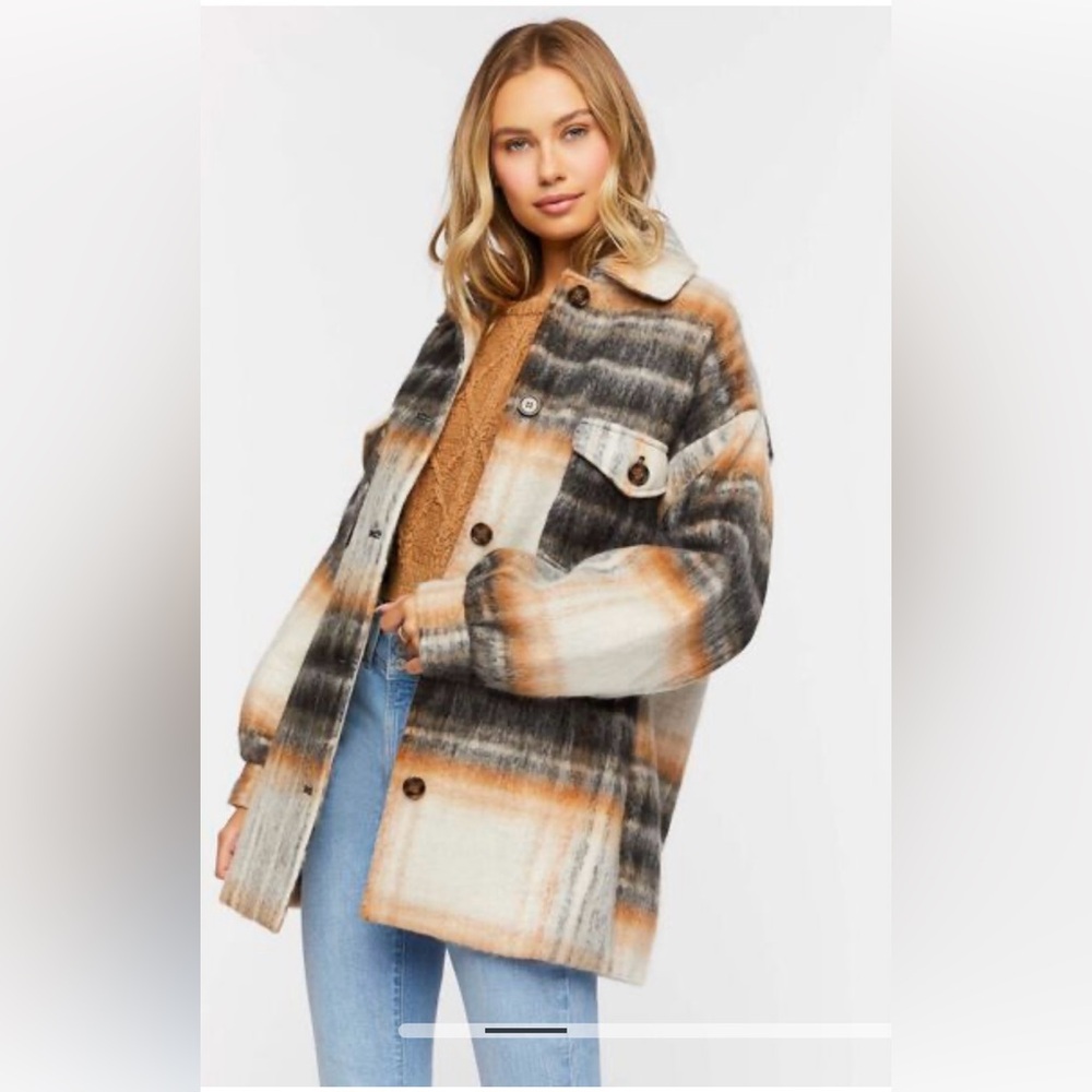 Forever 21 Plaid Drop-Sleeve Shacket